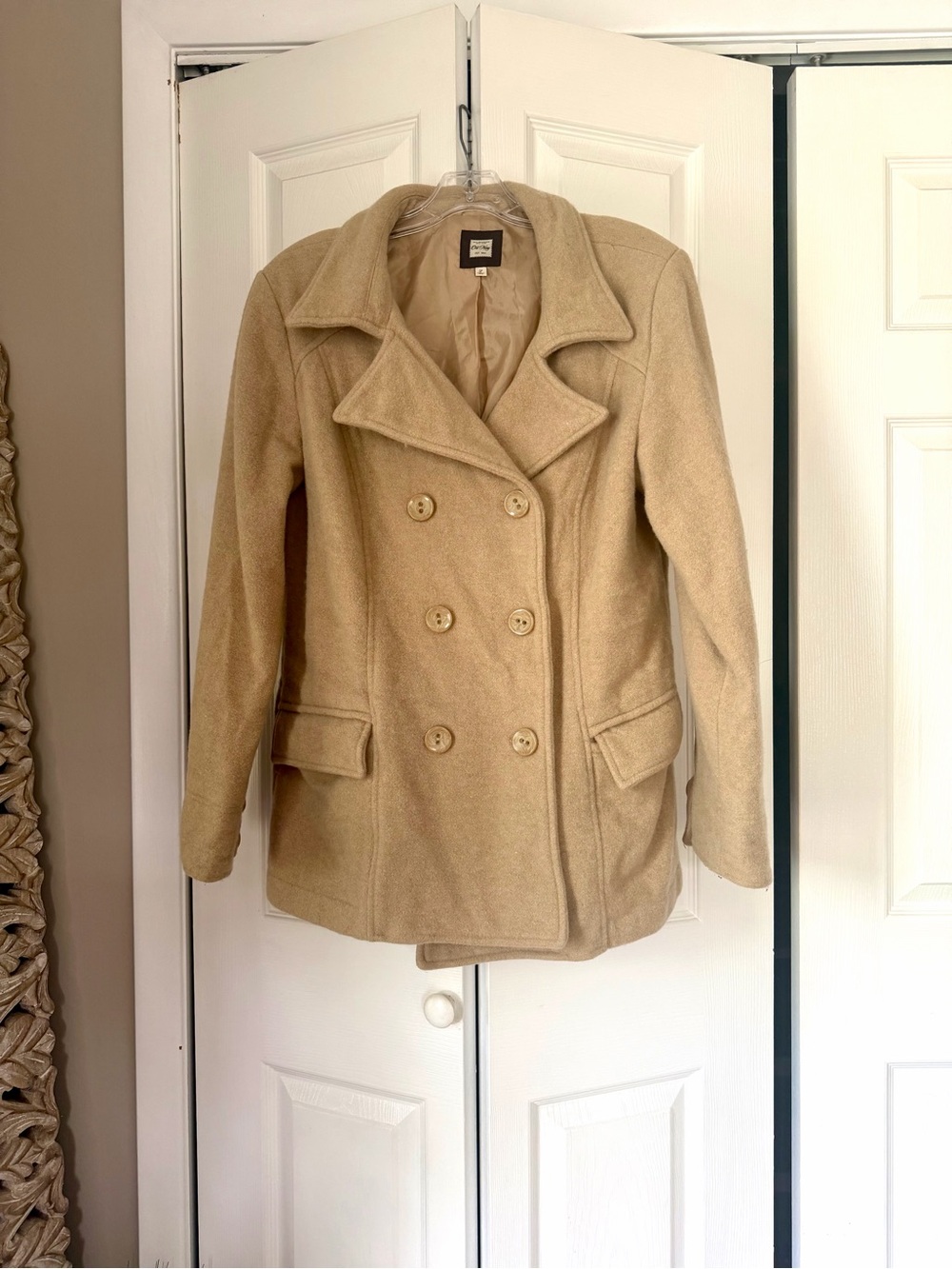 Old Navy Vintage 2005 Tan Italian Wool Blend Pea Coat Large